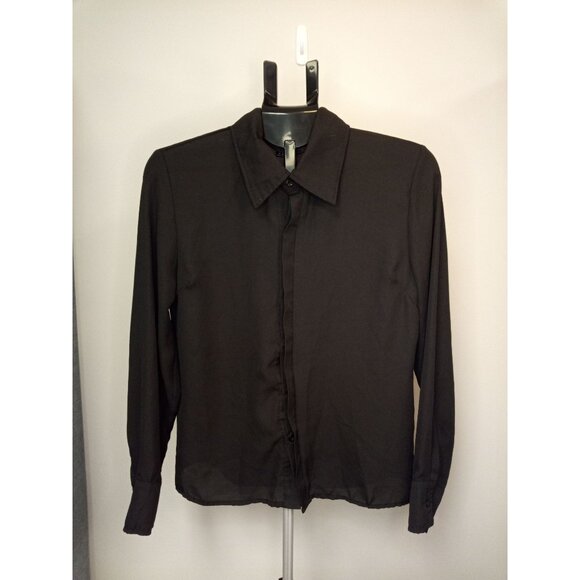 SHEIN Tops - Shein Women's Black Button Down Blouse Size Medium (6)